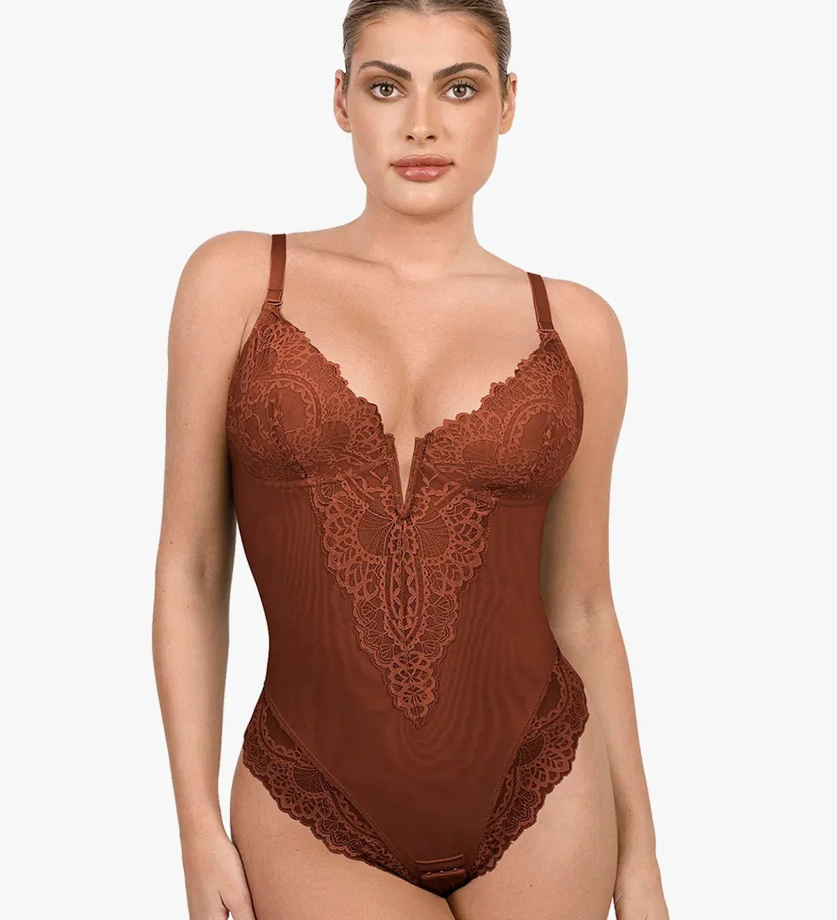 Lace-Trim V-Neck Bodysuit