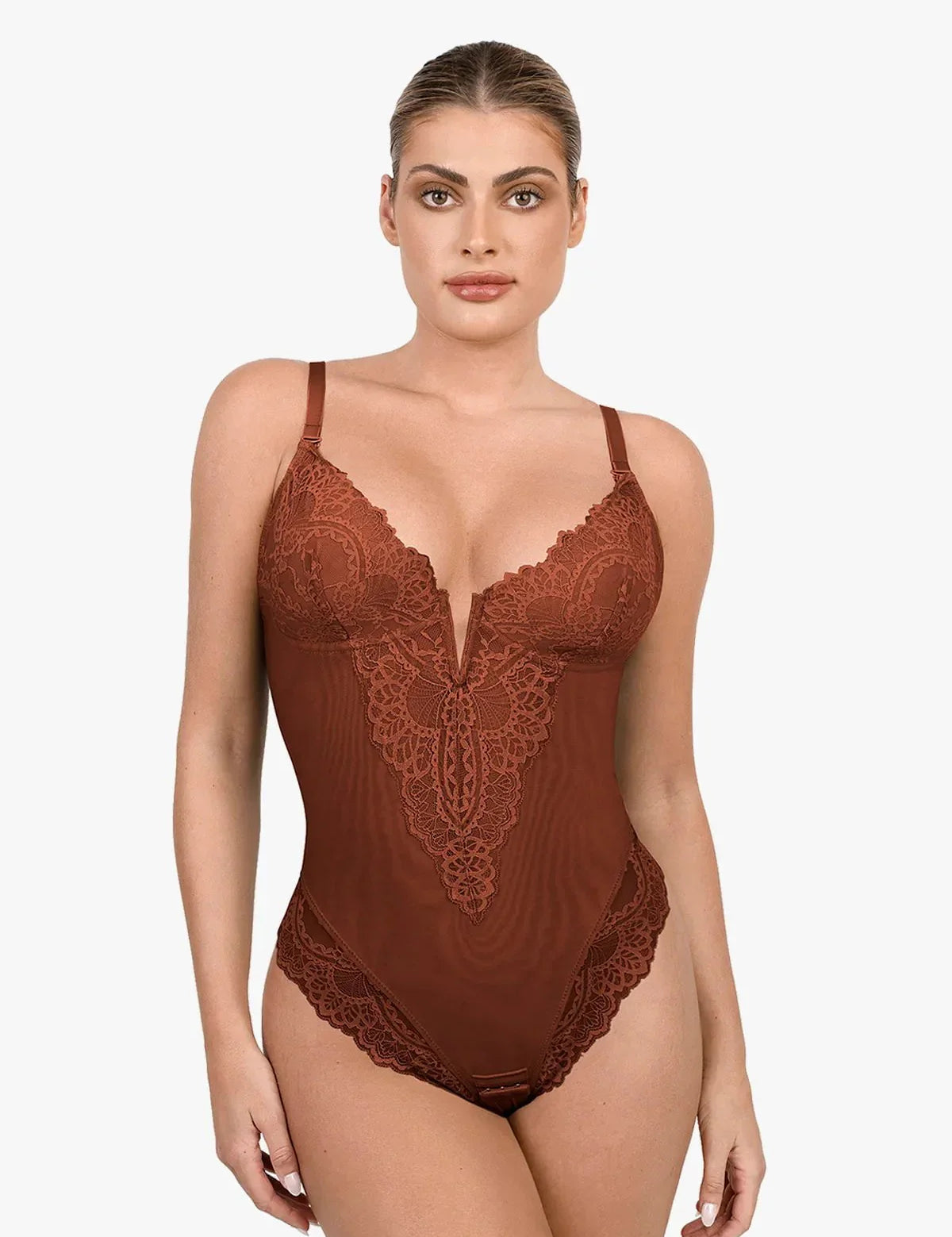 Lace-Trim V-Neck Bodysuit
