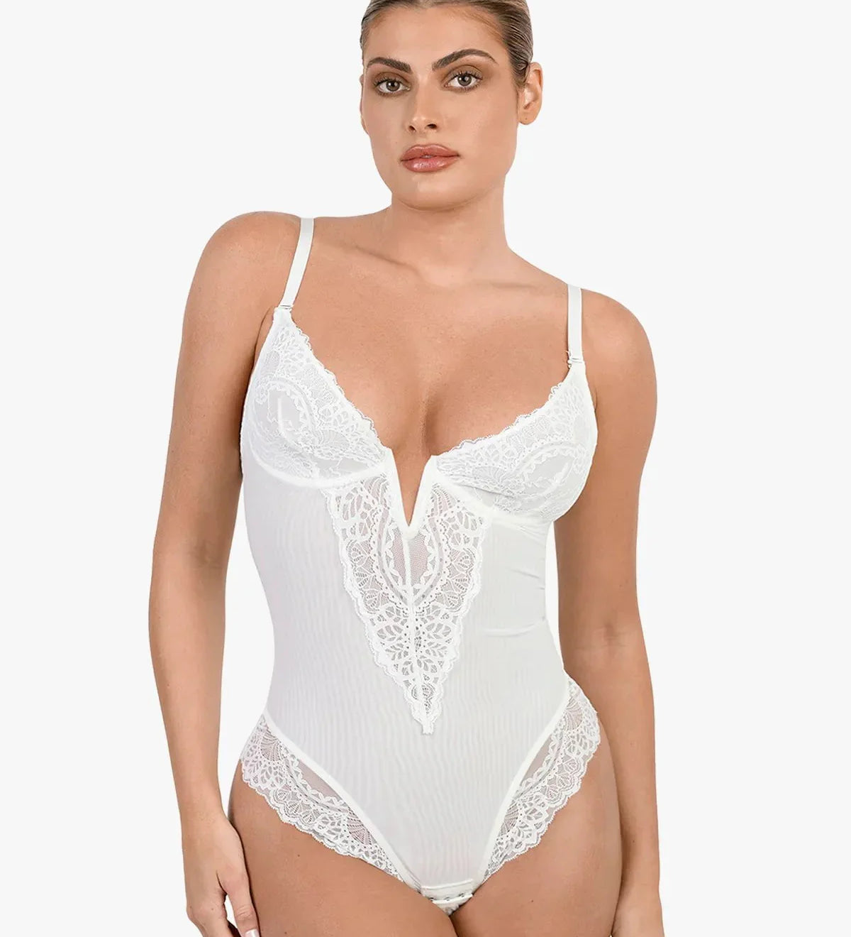 Lace-Trim V-Neck Bodysuit