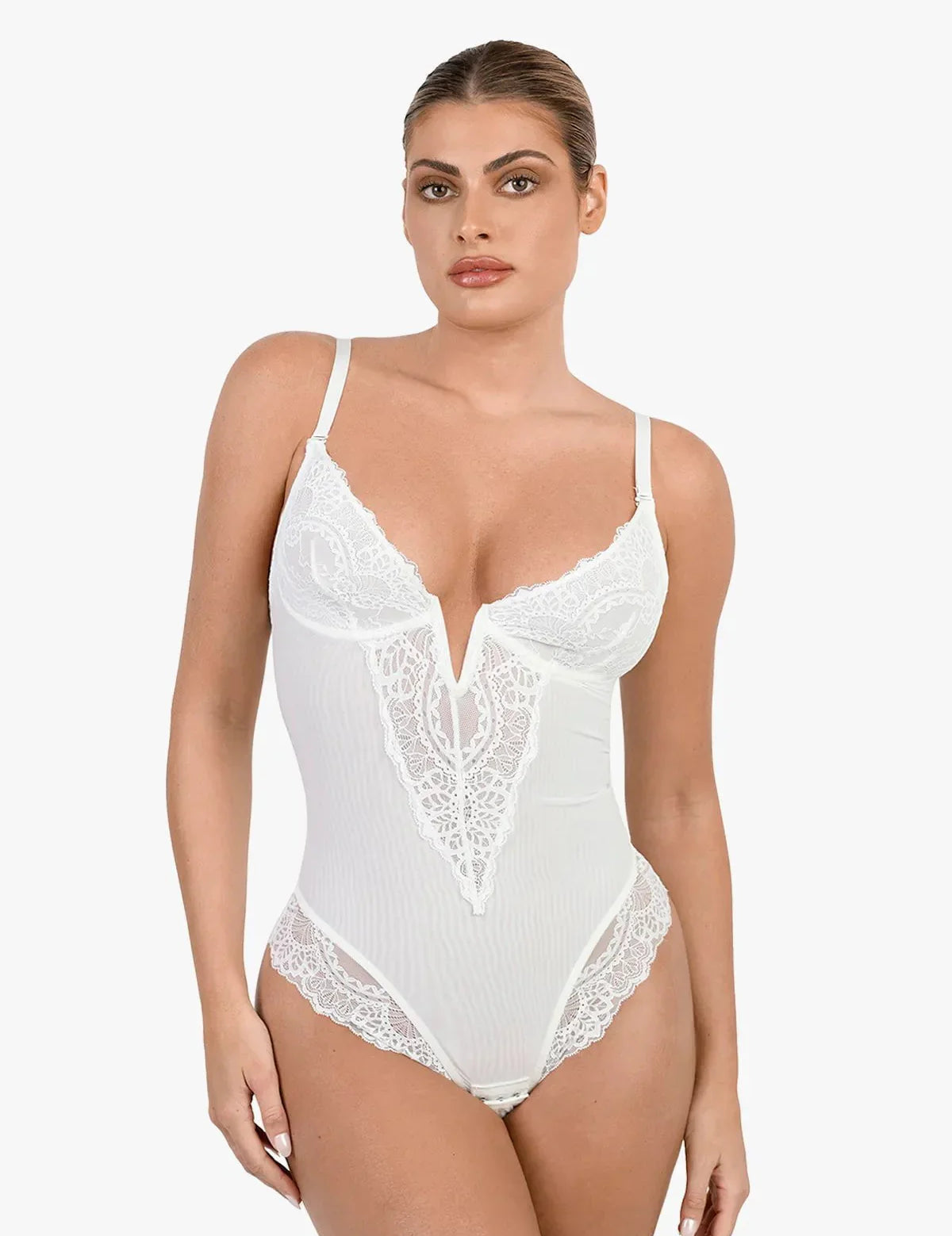 Lace-Trim V-Neck Bodysuit